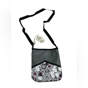 Handmade Crossbody Bag Repurposed Faux Leather and Fabric Material NWT